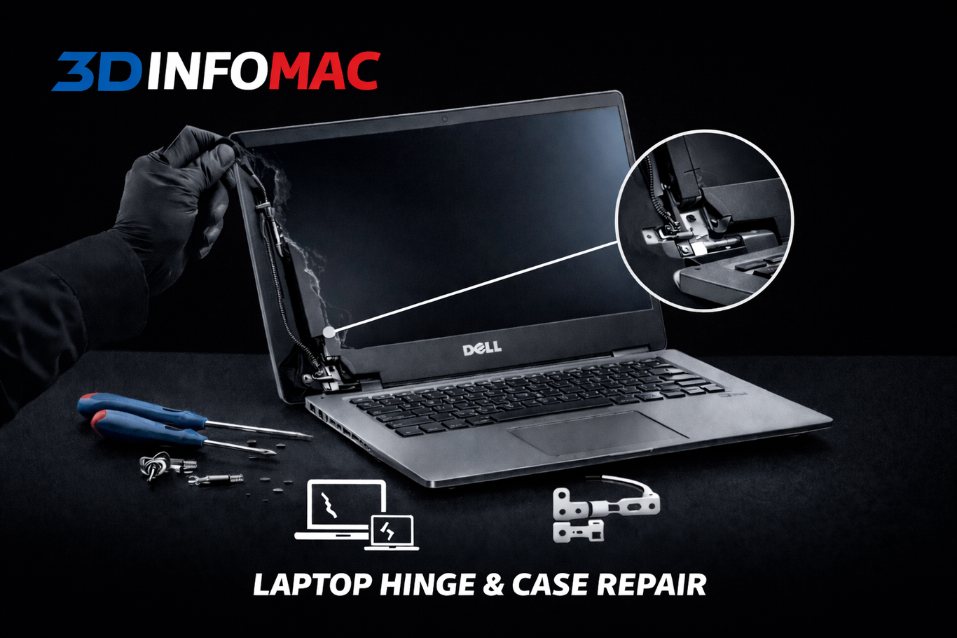 charnière Dell cassée ne se ferme plus